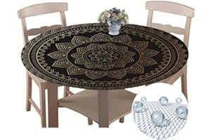 CHICKWIN-SHOP Tovaglia Antimacchia Rotondo 150 cm, CHICKWIN Tovaglia Rotondo in Poliestere con Bordo Elastico Lavabile Tovaglie da Tavola Impermeabile Tovaglia per Salotto Pranzo Giardino