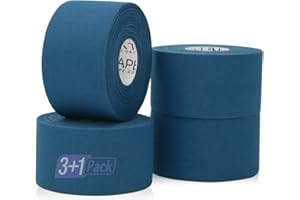 ‎OK TAPE OK TAPE Sporttape Athletic Sport Tape(4 Rollen) 3.8cm×13.7m Weiß Tape Reißbares Profi Sport Tape Sport Tapeverband Fingertape,Blau