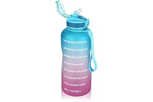 MYFOREST Water Bottle, Large Spout for Gulp/Removable Straw for Sip, Anti-Scratch Time Marker for Motivational Hydration, Drop-Resistant/BPA-free