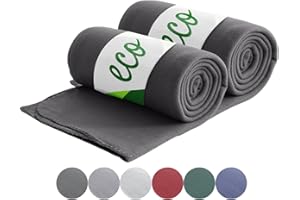 ‎WOMETO wometo 2er Set Eco Fleecedecken aus 100% recyceltem Material + OekoTex geprüft 130x160 cm ca. 400 g - dunkelgrau mit Anti-Pilling und Kettelrand