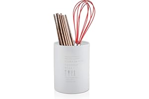 HERCHR Portautensili da Cucina in Acciaio Inossidabile, Bianco Porta Utensili da Cucina, Porta Mestoli da Cucina, Portautensili Scolaposate Poggiamestolo 10×13cm Decorazioni per la Casa Vintage