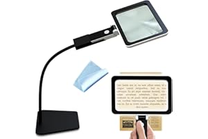NOMIOU Lupa 2 en 1 con luz y soporte, 5 lupa de lectura con luz para personas mayores, 24 LED de brillo ajustable, desmontable, grande, para leer, coser, hacer manualidades