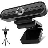 VIZOLINK W4DS 4K Webcam PC con Microfono, Campo Visivo 78°, Messa a Fuoco Fissa, Plug&Play, con Protezione della privacy, Tre