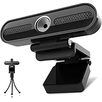 VIZOLINK W4DS 4K Webcam PC con Microfono, Campo Visivo 78°, Messa a Fuoco Fissa, Plug&Play, con Protezione della privacy, Tre