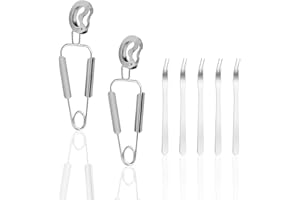 LERANXIN 7 Pinces à escargots en acier inoxydable (2 pinces et 5 fourchettes) - Fourchette à escargots - Fourchette à escargot en acier inoxydable - Facile à attraper - Pour la maison et l'hôtel