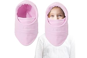 AYPOW Passamontagna Invernale in Pile Termico Bambini 4-9Anni, Maschera da Sci Multifunzionale Antivento Regolabile, Berretti Cappello in Pile Caldo Cappuccio Scaldacollo Sciarpa per Ragazzi Ragazze
