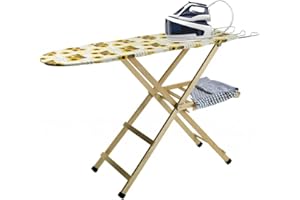 OWIJI Asse Stiro Legno Faggio Naturale Salvaspazio Pieghevole Altezza Regolabile Dimensioni 35 x 141 x 92 cm Antiscivolo Facile Sicuro Colore Mollettone Assortito…