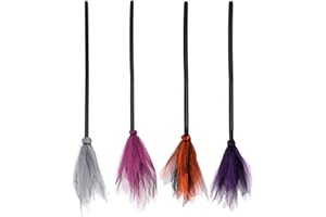 NAUZE 4 Pieces Witch Broom Halloween Witch Broomstick for Kids Party Props for Halloween Christmas Masquerade Show Dress Up Supplies