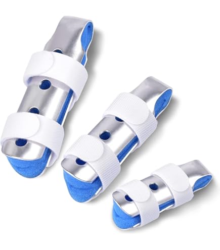 AIEX 4 stecche per dita di innesco e 5 manicotti per dita per sollievo da dolore, stecca stabilizzatore per dita stecche per dita rotte e folle (2 dimensioni