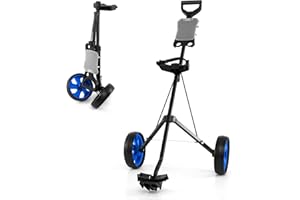 COSTWAY Folding Golf Push Pull Cart, Lightweight 2 Wheels Golfs Bag Trolley with Convenient Handle, Scoreboard Holder and Foot Brake