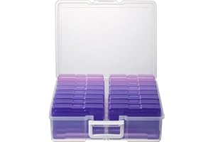 novelinks organiseur Photo 4 "x 6" boîte de rangement photo avec poignée - 16 boîtes photo internes boîte de rangement photo organiseur photo et rangement (dégradé violet)