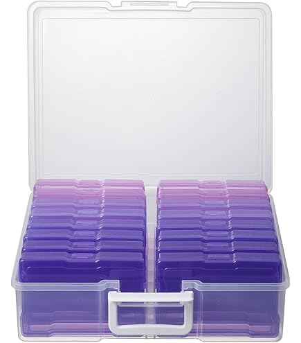 Boîte De Rangement Pour Photos Avec 16 Pochettes – Transparente Avec étiquettes – Capacité 1600 Photos (10x15,5 Cm)