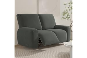FANSU Copripoltrona Relax Reclinabile Elettrica Universale, Elasticizzato Copripoltrona 2 posto con Tasche, Fodere Poltrona Relax Lavabile Rimovibile (Antracite)