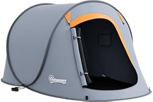 Outsunny 2 Man Pop up Tent, Camping Tent, 2000mm Waterproof with Portable Carry Bag for Fishing Hiking Backpacking