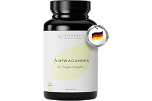 ‎BODERRA BODERRA Ashwagandha Kapseln hochdosiert - 200 Kapseln Bio Ashwagandha hochdosiert - Deutsche Qualitätsmarke - BIO Ashwagandha Kapseln - Tagesdosis = 1800mg - NATÜRLICH - VEGAN - LABORGEPRÜFT