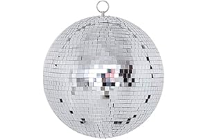 Ailan Décorations d'anniversaire de lumière de scène de festival de lampes rondes suspendues de boule de disco, 25cm /Argent