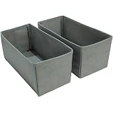 Balkan Room 2'li Gri &Ccedil;ekmece İ&ccedil;i D&uuml;zenleyici Organizer Set - &Ccedil;ok Ama&ccedil;lı Dolap İ&ccedil;i Kutu Seti (28 * 13 * 13)