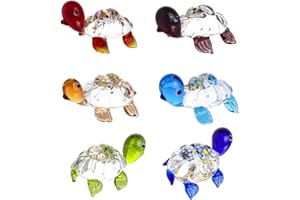 H&D HYALINE&DORA H&D HYALINE & DORA Estatua de Tortuga de Vidrio de 6 Piezas, colección de Vidrio soplado a Mano, pisapapeles de decoración de Animales