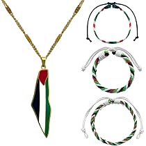 Moda Stato della Palestina Mappa Bandiera Collana con