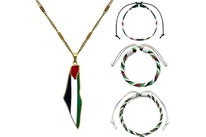 Meanju 4 pièces bracelet Palestine Drapeau et Carte Colliers, palestinien Collier et Bracelet de Soutien pour homme et femme
