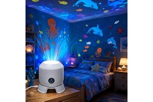 HOVCEH Dynamisk roterande LED-projektor, oceanprojektorer barn, uppladdningsbar och USB-drift, LED-projektor undervattensvärl