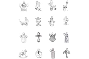 Azexcy 80 Pz 16 Stili Ciondoli Battesimo in Lega, Pendanti di Stile Tibetano Argento Antico per Compleanno Bomboniere Laurea Confetti Regalo, Fabbricazione di Gioielli