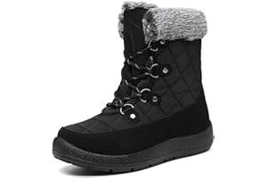 JSWEI Womens Snow Boots Waterproof Winter Shoes Breathable Thermal Lining Rubber Grip Sole Faux Fur Snowproof Winter Shoes