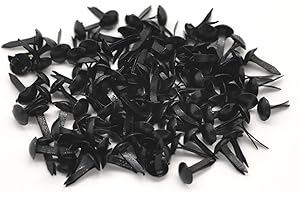 QPSUPPLIES 250 x Black Pastel Round 9mm x 5mm Bradlets (Brads). for Art and Card Making