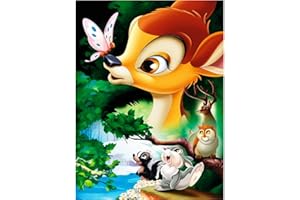POENOEN Bambi 5D Diamond Painting Kit per Casa Decorazioni Cervo DIY Completo Pittura Diamante Kit per Adulte Bambini Pietra Rotonda Diamond Art per Natale 30x40cm