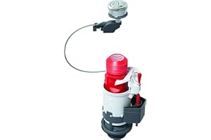 Wirquin 10722802 Mécanisme chasse d'eau wc double chasse avec bouton poussoir à câble MW2, gris