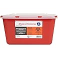 Dynarex Sharps Container, Provides a Safe Disposal of Medical Waste and Needles, Non-Sterile & Latex-Free, 1 Gallon, Made with Thermoplastic, Red with a Transparent Lid, 1 Dynarex Sharps Container