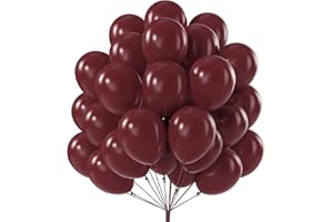 PartyWoo Burgundy Balloons, 50 pcs 12 Inch Wine Red Balloons, Maroon Balloons for Balloon Garland or Balloon Arch as Birthday Party Decorations, Wedding Decorations, Baby Shower Decorations, Red-Y62