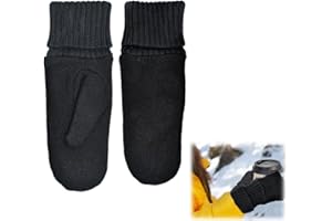 CAREDGO Manoplas de Invierno para Mujer Manoplas para el Frío Negras Guantes Cálidos de Invierno con Forro Polar Guantes para el Frío para Padres Abuelos Personas Mayores