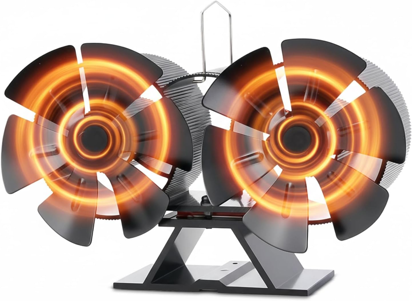 Ambesty 12 PáGinas Ventilador de Chimenea, No Eléctrico Ventilador de Estufa de Leña, Doble Motor Ventilador de Estufa de Lena Silencioso para Estufas de Leña de Leña/Leña/Chimenea/Estufa