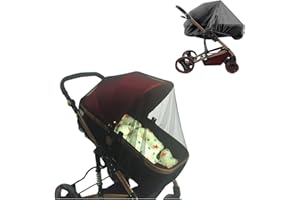 VILAGI Mosquito Net for Pushchair, Universal Pram Net,Baby Pram Mosquito Net for Pram Fly Bug Insect Net Protection Cover for Pushchair Car Seat Buggy Carrycot Infant Stroller Outdoor Travel Cot Crib,Black