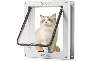 Ycozy XL Chatiere pour Chat Taille Extérieure 27.8 x 25cm Porte Intérieure de Verrouillage à 4 Voies pour Intérieur Porte Extérieure Fenêtre Murale, Rabat de Chat Résistant aux Intempéries Animal