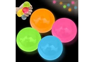 VECORA 4 Pcs Glorbs Balls,Glows In the Dark Ceiling Balls, Luminous Stress And Anxiety Relief Sticky Ceiling Balls, Sticky Balls to Throw at Ceiling, Stress Balls for Kids and Adults