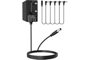 RENGOGA 9V Netzteil für Gitarren Pedale, 1A DC Power Adapter mit 5-Wege Daisy Chain Kabel, Center Negative, für Boss, Behringer, DigiTech, Zoom, Casio Keyboards und anderen 9V Effektpedalen, 100-240V AC
