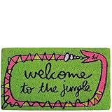 Colores brillantes Laroom Felpudo diseño Welcome To The Jungle, Jute & Base Antideslizante, Verde, 40x70x1.8 cm