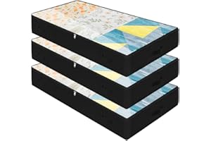 Amonsen Pack de 3, 97 x 50 x 14 cm, bolsas de almacenamiento largas planas para ropa, ropa de cama, muñecas, zapatos, buenas para guardar en el armario, debajo del sofá, color negro