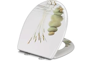 YOTOREE Abattant WC Forme O, Urée Formaldéhyde Cuvette Toilette, Lunette WC avec Fermeture Douce et Libération Rapide, Lunette de Toilette Universelle, O Siège de Toilette Peut Supporter 200Kg (Herbe)