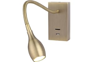 Meanyee Wall Mount Reading Lights Gooseneck Bedside lamp with Switch/USB Charge Port/Adjustable / 3W 3000K / Bronze Finish/MY-WN198T