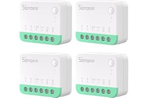 SONOFF MINIR4M 4PCS WiFi 10A Smart Switch 2-Way, Interruttore intelligente, modalità relè staccabile, WiFi 2.4G, controllo APP, Funziona con Alexa, Google Home, Integrazione con la Matter