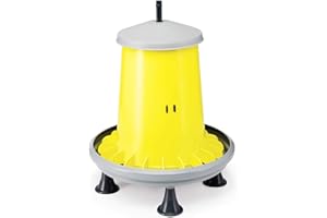 Zootec Mangiatoia a tramoggia in plastica con Alette antispreco capacità 5 kg, Asta per la Regolazione del mangime e Piedini Ideale per avicoli Predisposta per Essere appesa nel pollaio