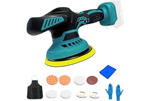 WAKKAPEINT Exzenter Polierer für Auto, Akku Poliermaschine Ersatz für Makita 18V Akku, Polierkörper 145mm, 21V Akku Wachsmaschine mit 11 Zubehör, Drehmoment 2500-5500 /Min (ohne Akku)