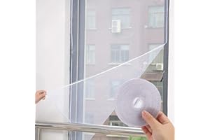 Dantazz Fliegengitter Fenster Ohne Bohren 1,3mx1,5m Fliegengitter für Fenster Insektenschutznetz Fliegengitter mit Klettverschluss Fenster Insektenschutz Netz Universal Window Screen (Weiß)