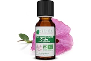 VOSHUILES.COM HUILES ESSENTIELLES & VEGETALES VOSHUILES - Huile Essentielle BIO Ciste Ladanifère 2ml - 100% Pure et Naturelle - Certifiée Ecocert - Bouchon Compte-Goutte