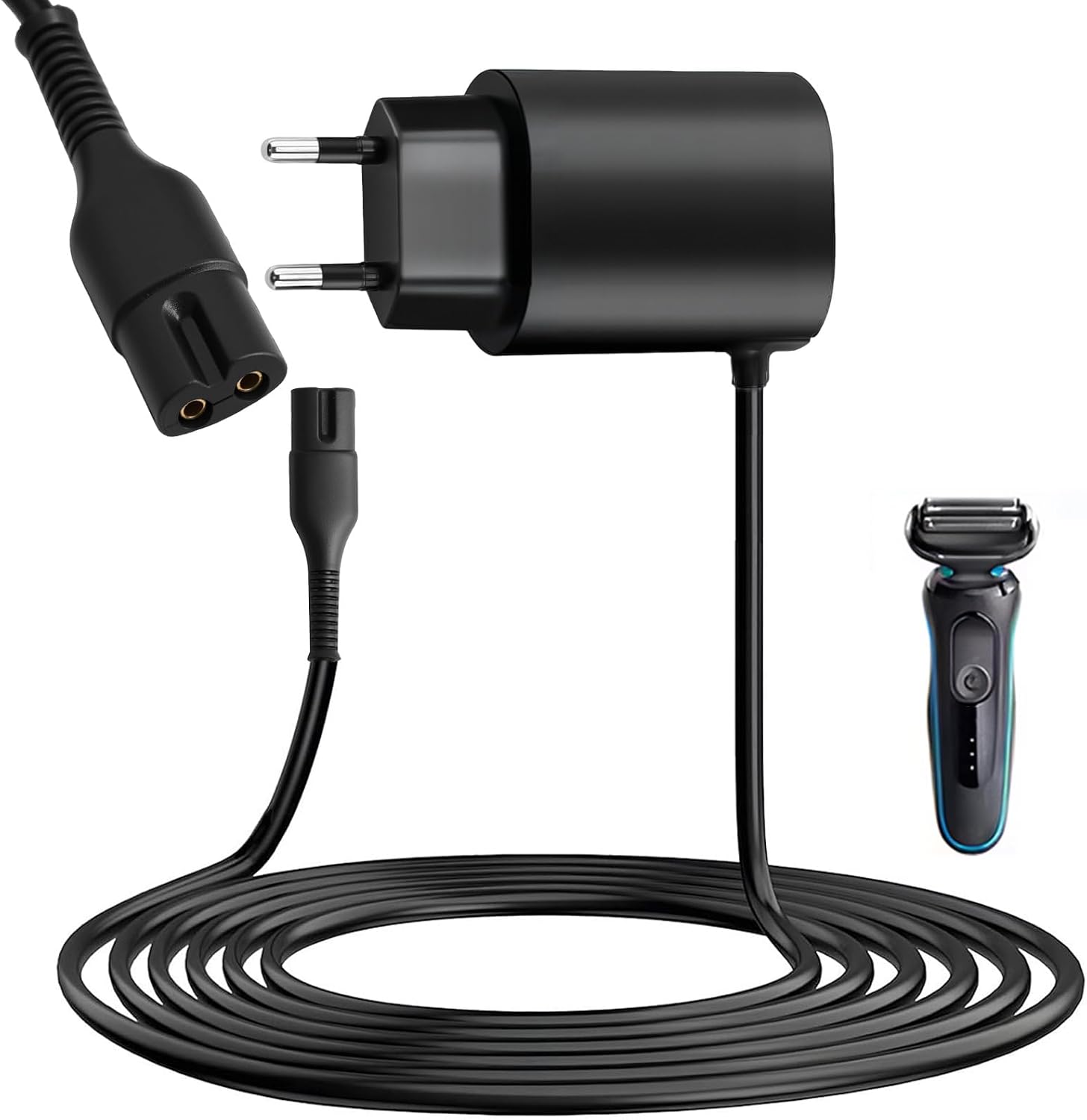 12V 0.4A Cargador Cable para Braun Series 7 6 9 9 Pro 5 4 3 2 1Cable Carga Maquinilla Adaptador Cargador Adaptador for Silk-épil 9 7 5 Maquina Afeitar Alimentación Cable Carga Charger Cortador Barba