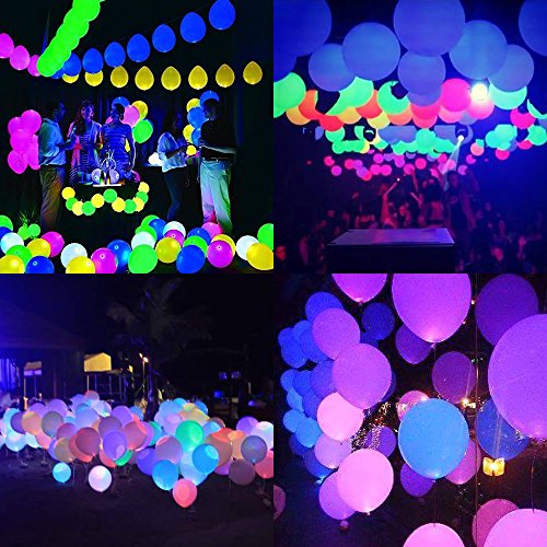 WEISLI LED Leuchtende Luftballons Blinkende Party Weihnachten Ballons 24 Stück – Gemischte Farbe mit Ribbon für Geburtstag Hochzeit Festival Party - 4