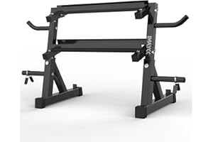 IMAYCC Rack à Halteres Réglable 98x41x91CM, Support de Rangement Poids 2 Niveaux, Organisateur Équipement Fitness, Structure Acier Stable et Durable, Gain de Place pour Home Gym，Max 600KG